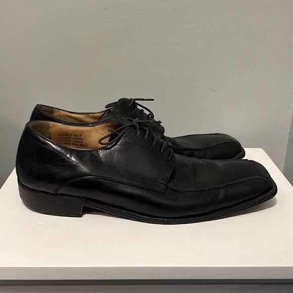 Pronto Uomo Men's Black Square Toe Lace Up Leather Oxford Shoes Size 10 - Picture 6 of 13